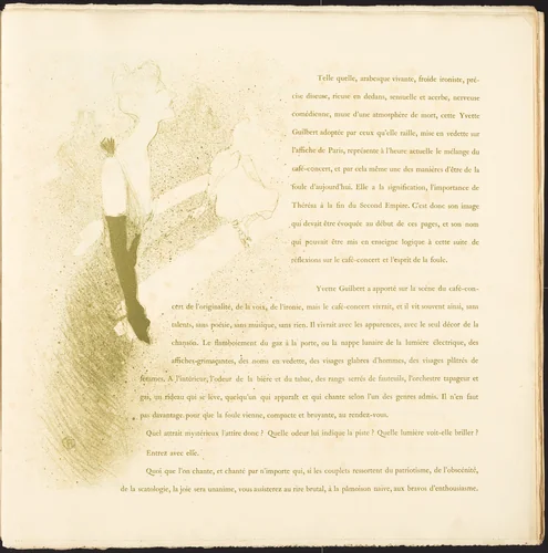 Yvette Guilbert by Henri de Toulouse-Lautrec, print, 1894