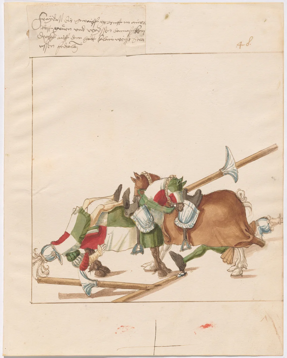 Mock Joust of War with Fixed Shields by German 16th Century, drawing, 1515