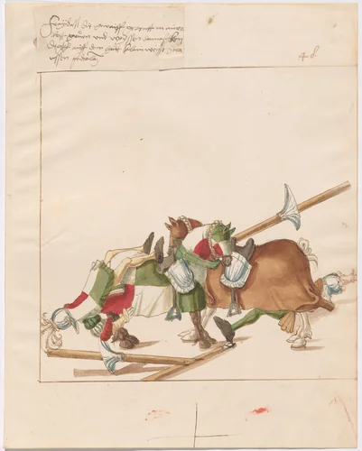 Mock Joust of War with Fixed Shields by German 16th Century, drawing, 1515