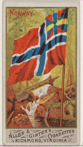 Norway, from Flags of All Nations, Series 1 (N9) for Allen & Ginter Cigarettes Brands by Allen & Ginter, print, 1887