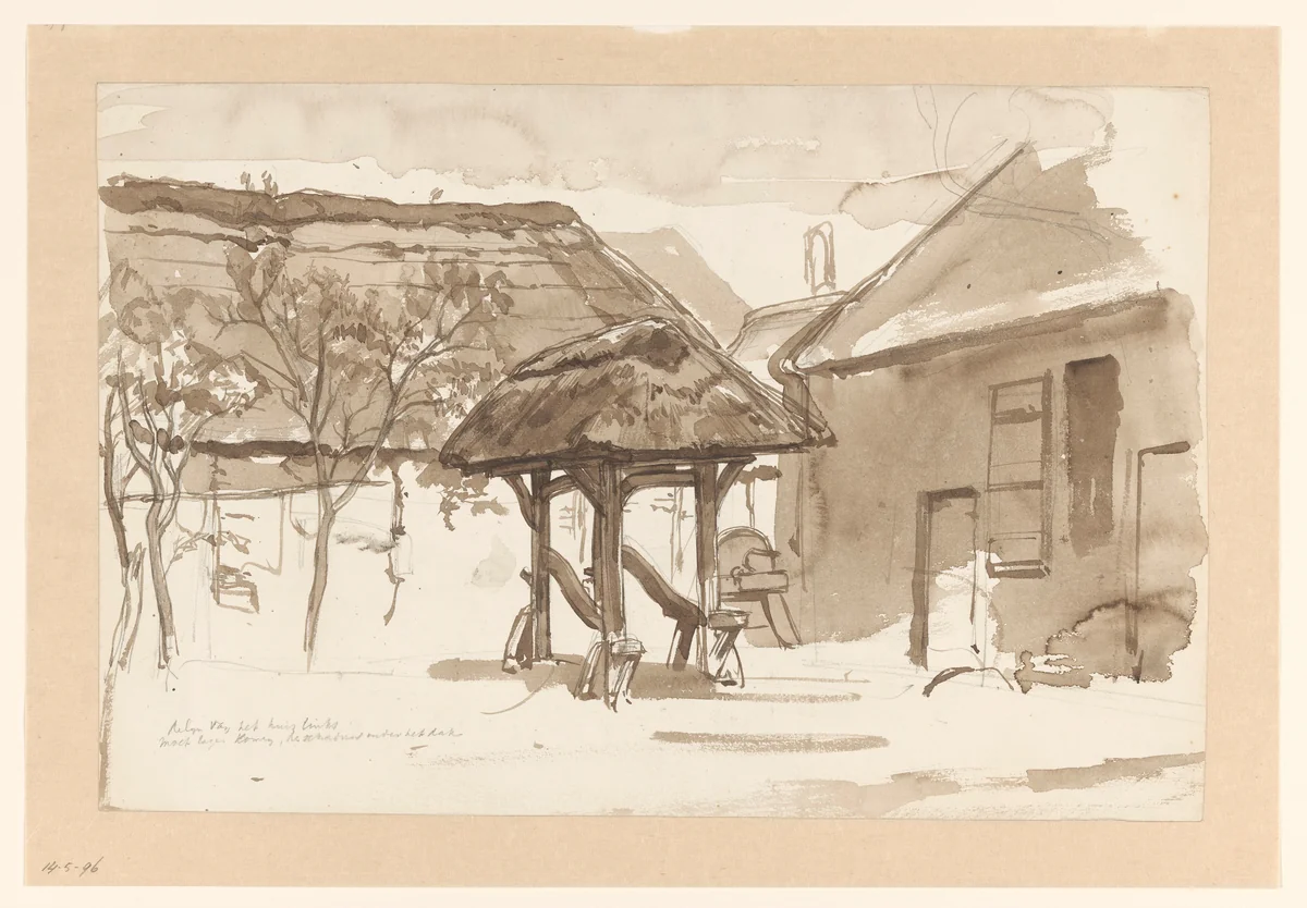 Huizen te Dongen by August Allebé, drawing, 1848-1907