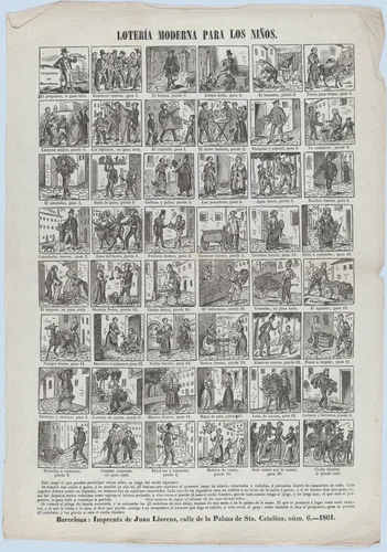 Children's game of lottery by José Noguera, print, 1861