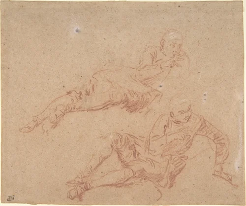 Two Studies of Reclining Youth by Nicolas Lancret, drawing, 1705-1743