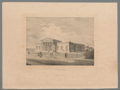 Gezicht op de Glypthotek in München by Heinrich Adam, print, 1797-1862