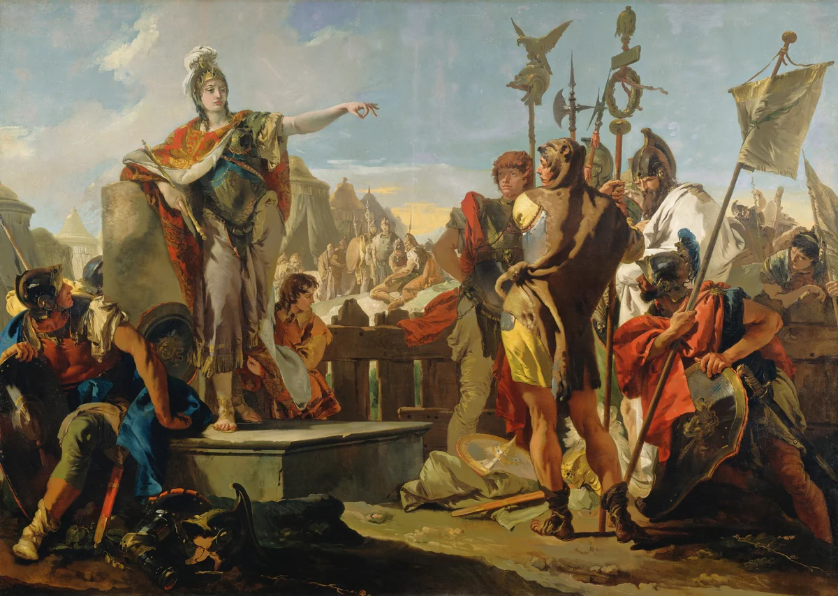 Queen Zenobia Addressing Her Soldiers by Giovanni Battista Tiepolo, painting, 1725-1730