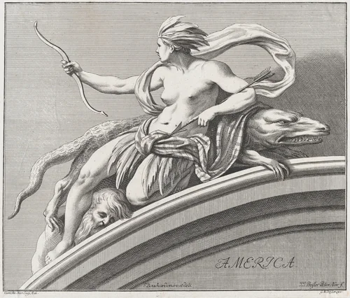 Allegory of America, from "The Four Continents" by Johann Justin Preissler, print, 1732