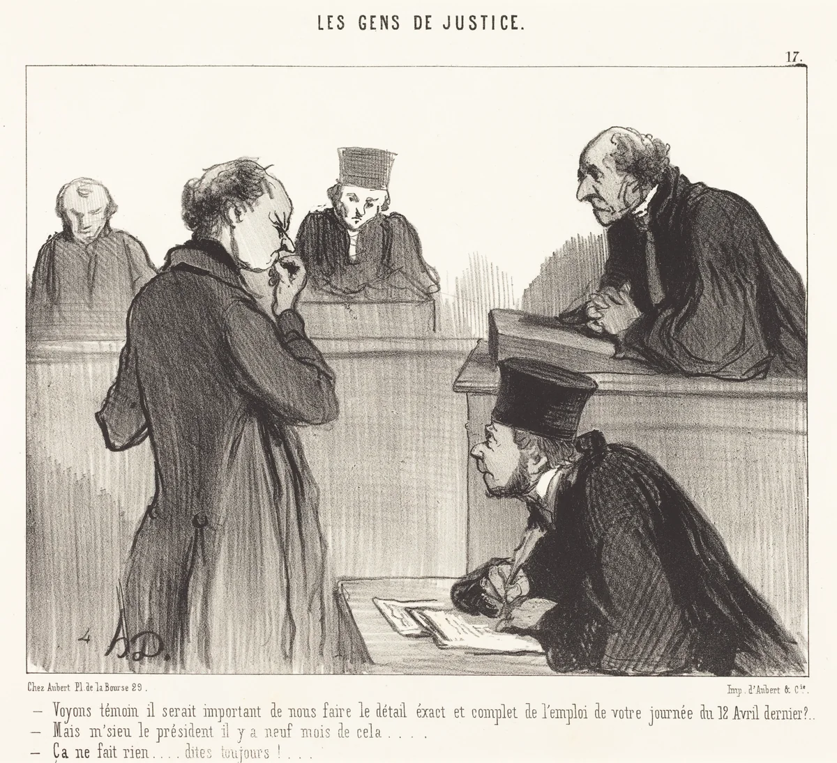 Voyons témoin il serait important de... by Honoré Daumier, print, 1846