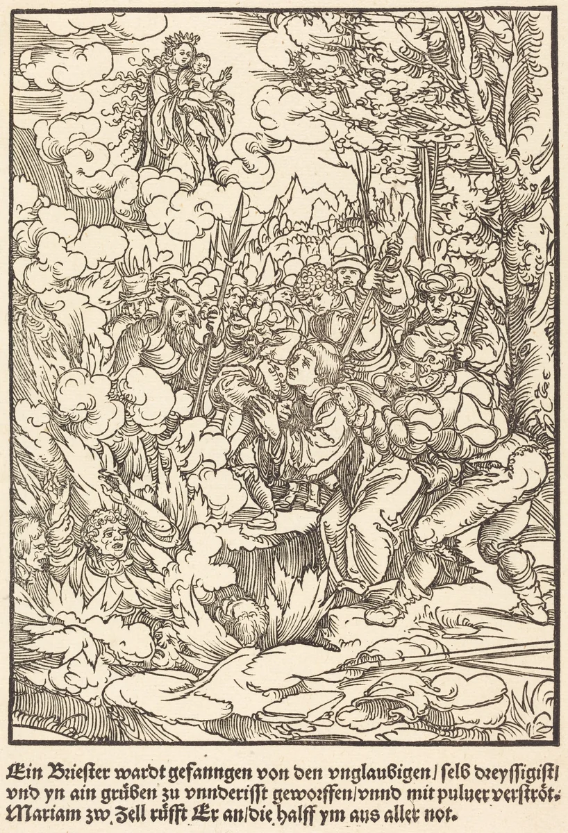 Ein Briester wardt gefanngen ... by Master of the Miracles of Mariazell, print, 1503