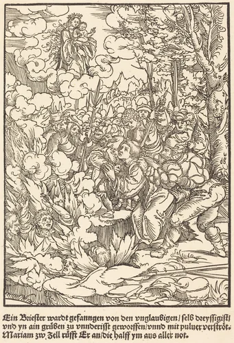 Ein Briester wardt gefanngen ... by Master of the Miracles of Mariazell, print, 1503