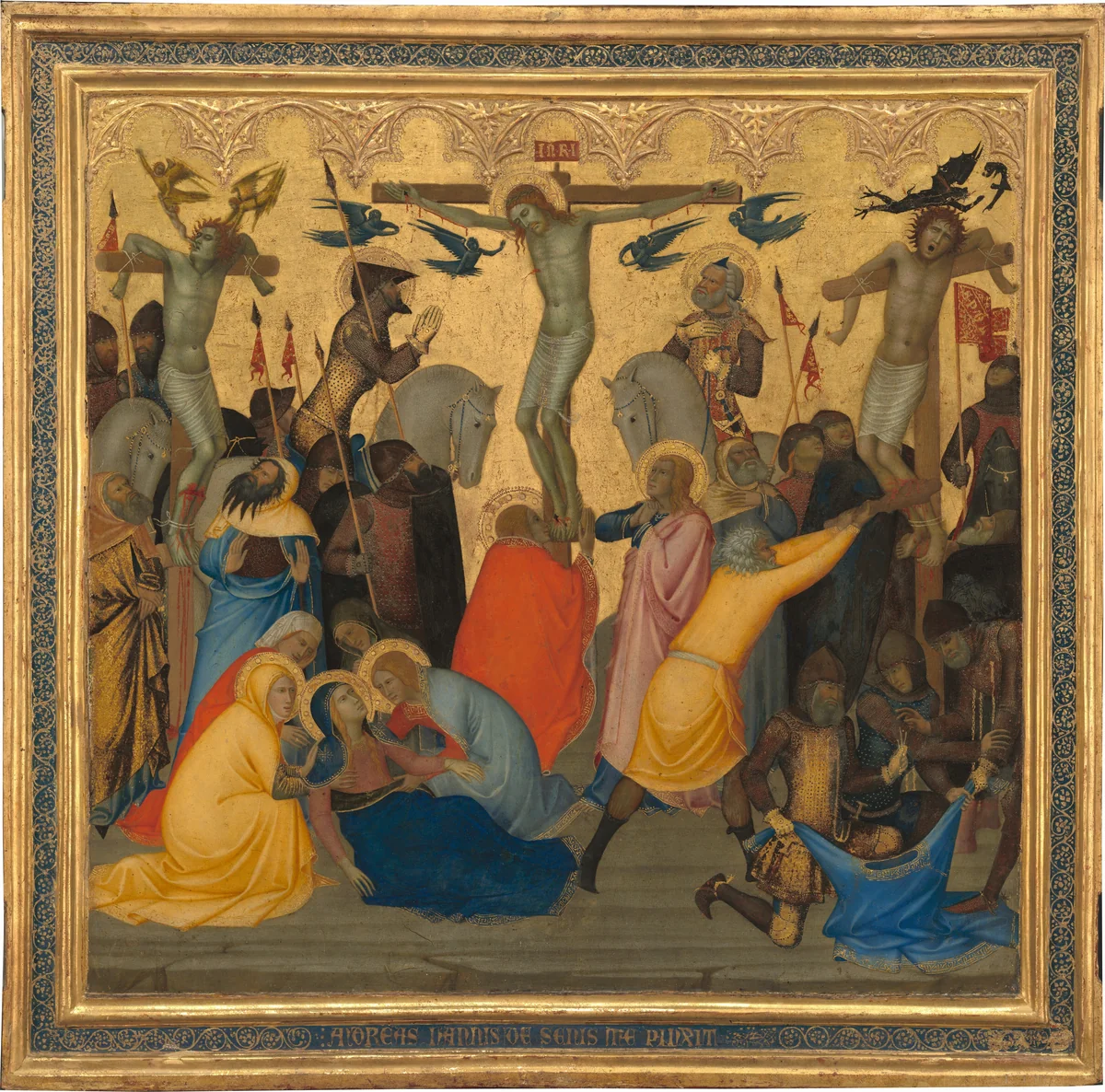 Scenes from the Passion of Christ: The Crucifixion [middle panel] by Andrea di Vanni, painting, 1380-1389