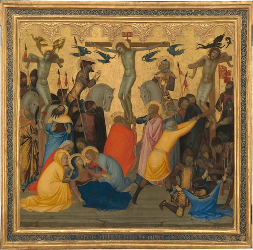 Scenes from the Passion of Christ: The Crucifixion [middle panel] by Andrea di Vanni, painting, 1380-1389