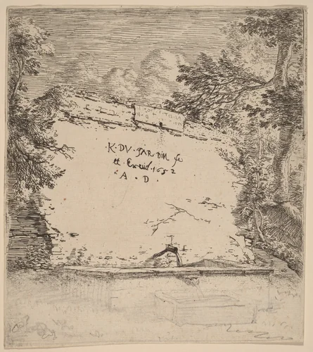 Title Page with Fountain by Karel Dujardin, print, 1652