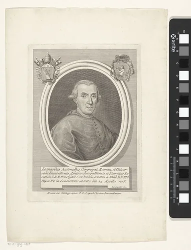 Portret van kardinaal Leonardo Antonelli by Antonio Capellan, print, 1745-1788