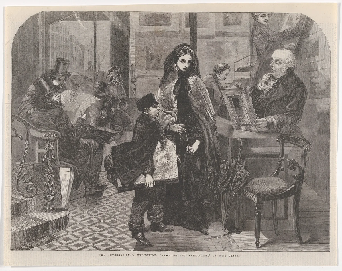 Nameless and Friendless, from "Illustrated London News" by Emily Mary Osborn, print, 1862