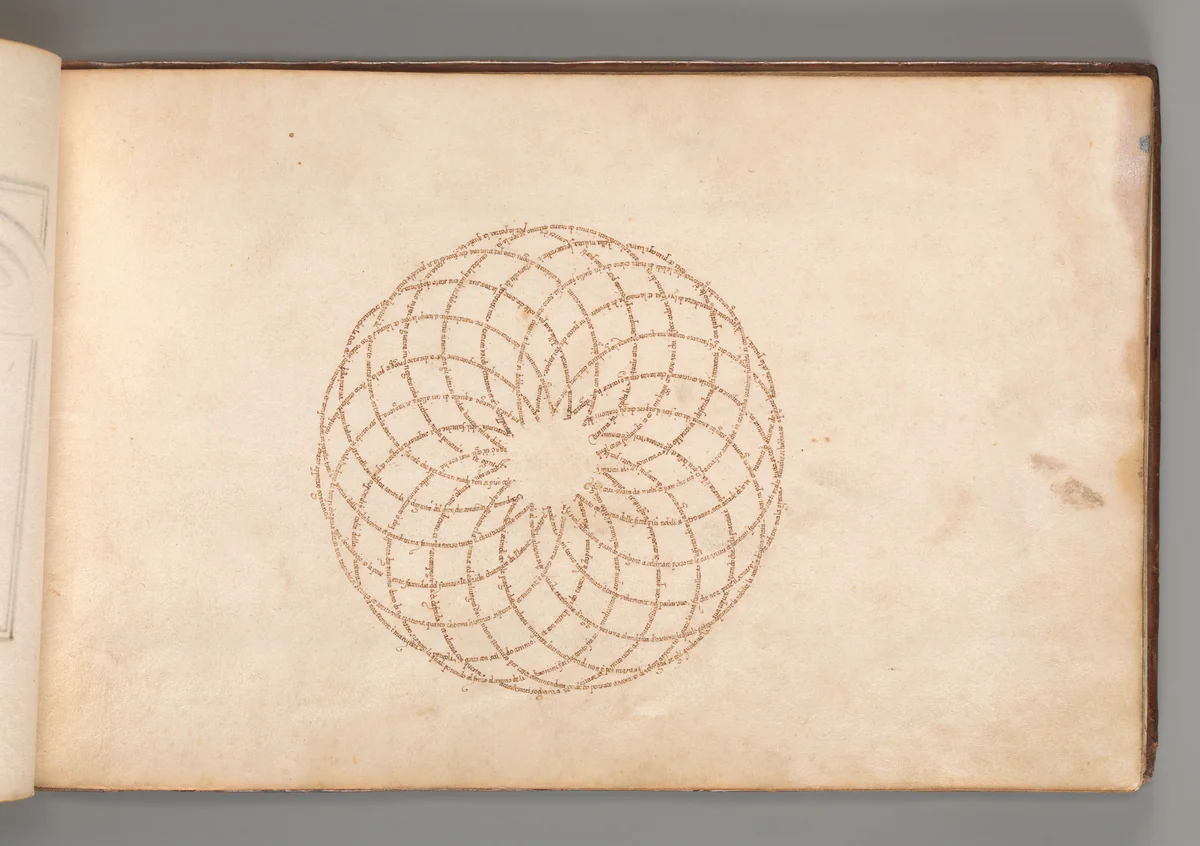 Micrographic Design in the Shape of Circle build up from Intersecting Circles by anonymous, book, 1600-1625