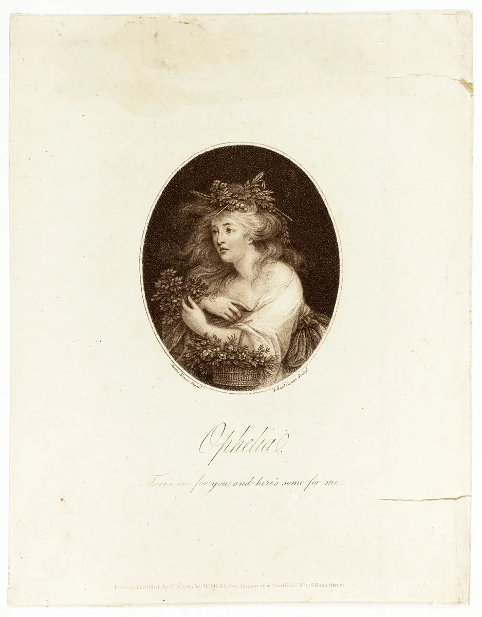 Ophelia by Francesco Bartolozzi, print, 1784