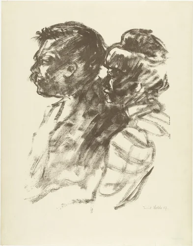 Man and Woman, in Profile (Mann und Frau, Profil) by Emil Nolde, print, 1907