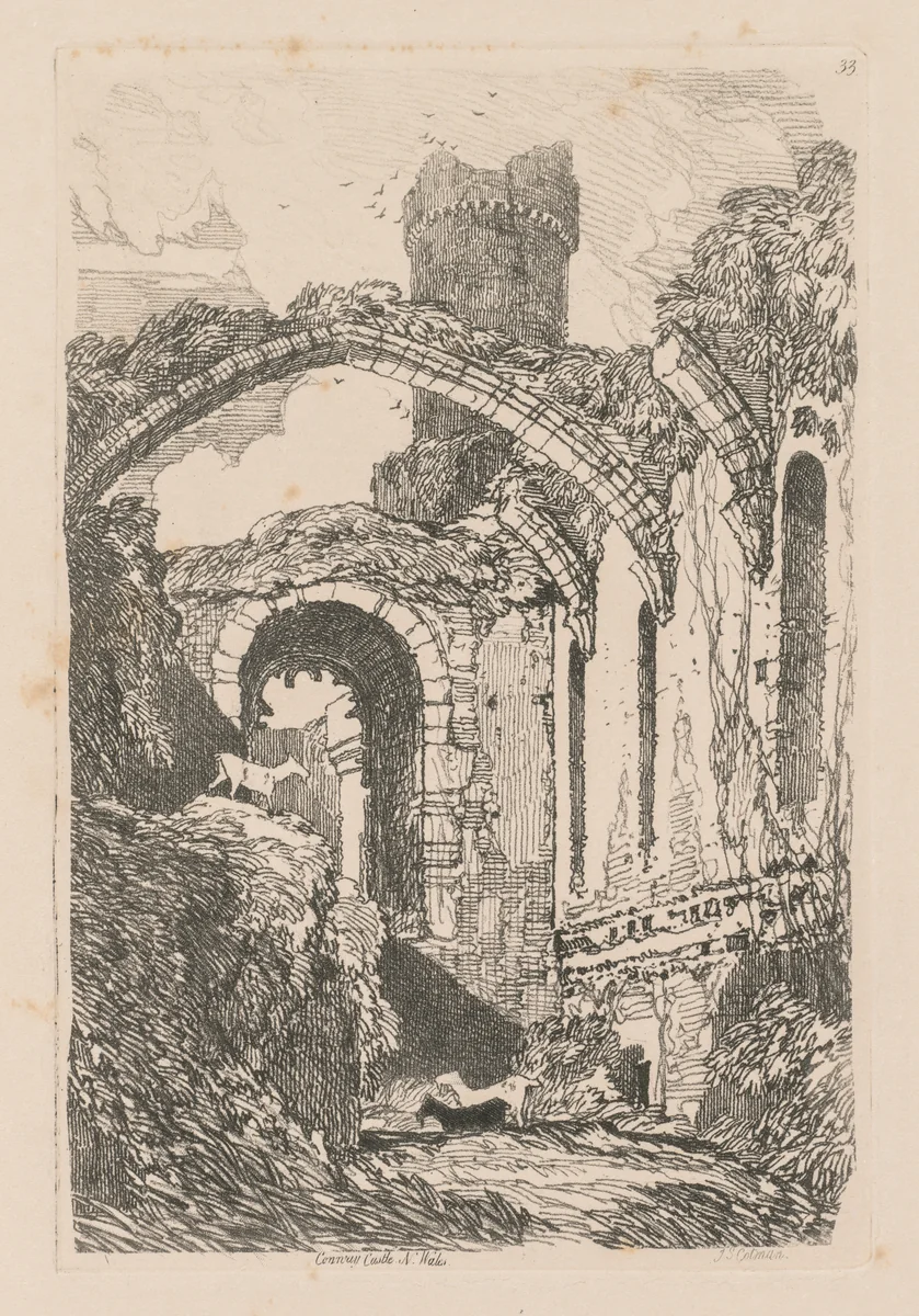Liber Studiorum: Plate 33, Conway Castle, N. Wales by John Sell Cotman, book, 1838