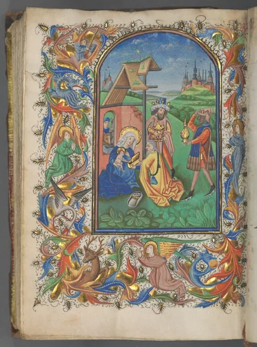 Book of Hours (Use of Utrecht): fol. 221v, Adoration of the Magi by Master of Gijsbrecht van Brederode, book, 1460-1465