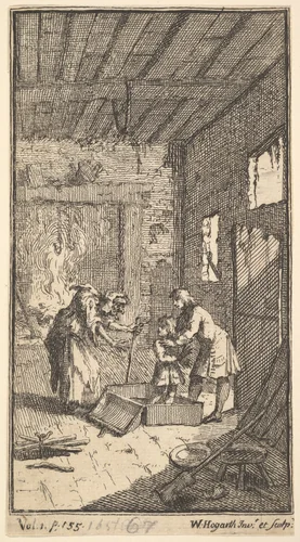 The New Metamorphosis, Plate 4: Invidiosa Releases Fantasio by William Hogarth, print, 1723-1724