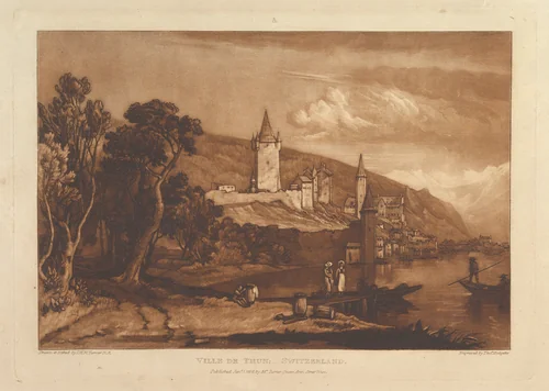 Ville de Thun, Switzerland, part XII, plate 59 from "Liber Studiorum" by Joseph Turner, print, 1816