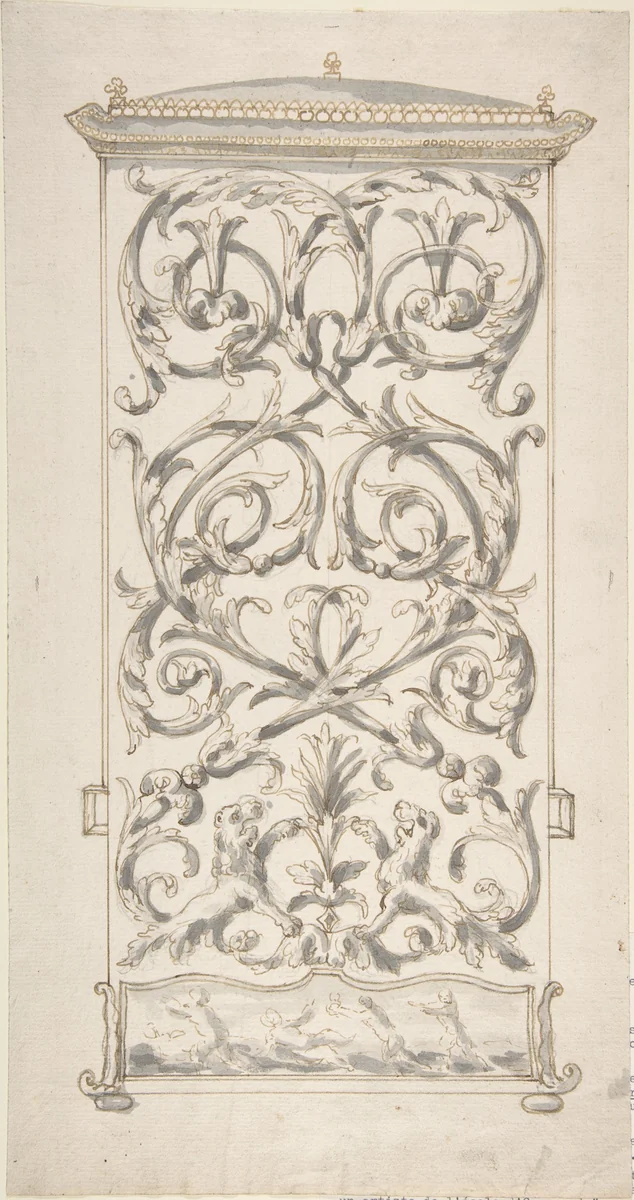Design for Back of a Sedan Chair by anonymous, drawing, 1695-1705