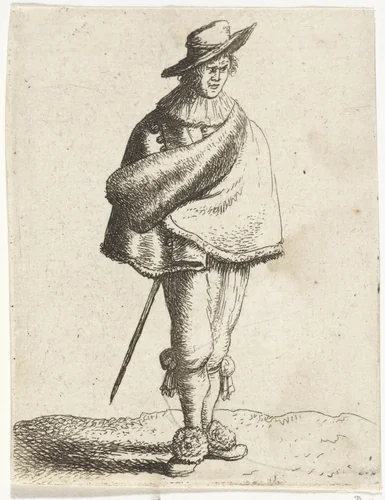 Jongeman met hoed en mantel by Jan Gillisz van Vliet, print, 1635