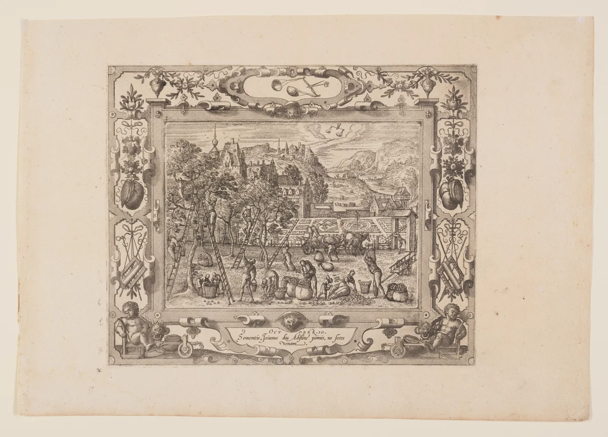 October, from The Twelve Months by Pieter van der Borcht, print, 1574