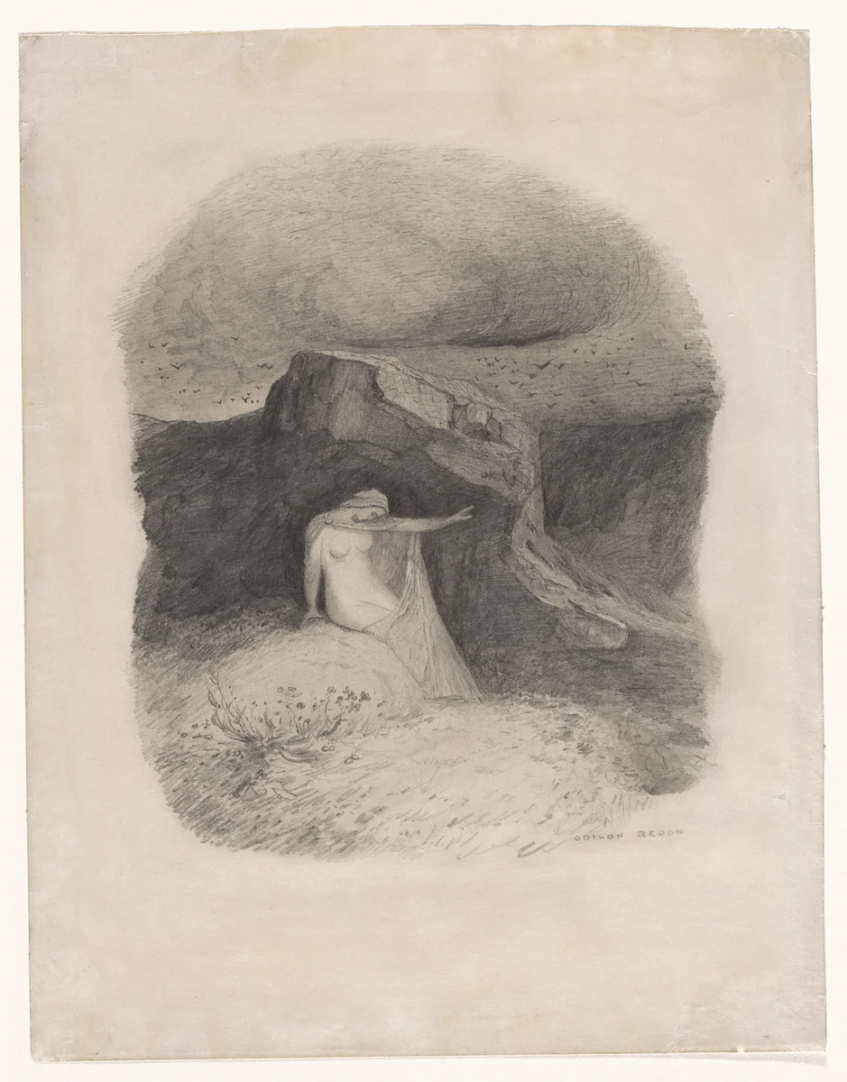 Woman with Outstretched Arm by Odilon Redon, drawing, 1868