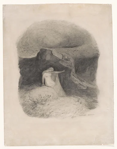 Woman with Outstretched Arm by Odilon Redon, drawing, 1868