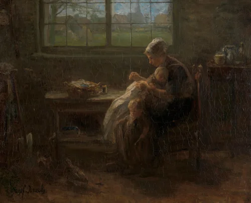 'The Joy of Motherhood' by Jozef Israëls, painting, 1890