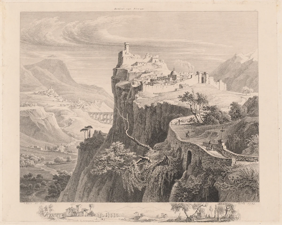 Ovindoli negli Abruzzi by Georg Heinrich Busse, print, 1843