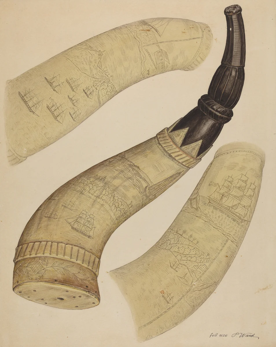 Powder Horn by Paul Ward, index of american design, 1937