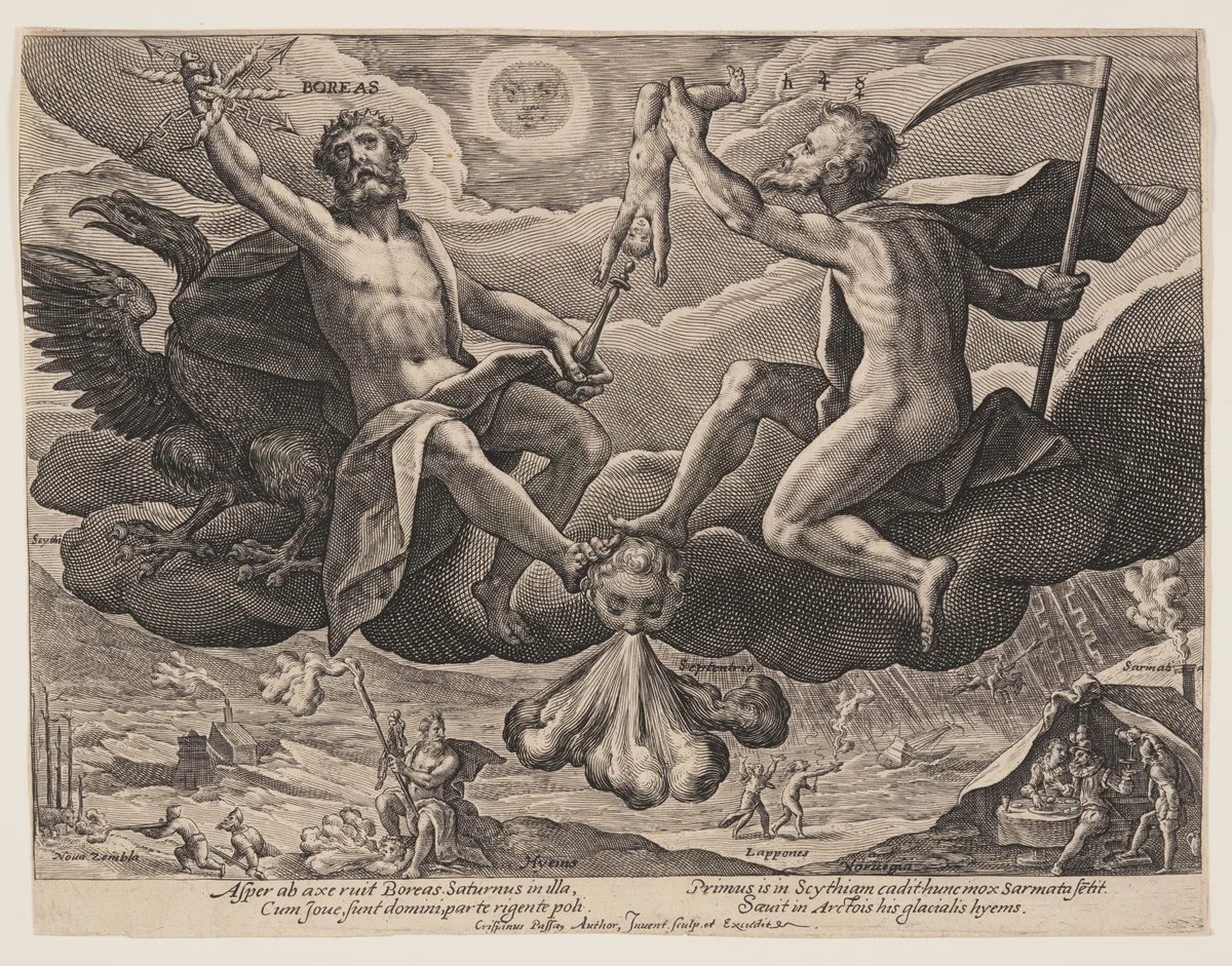 Boreas, from The Winds by Crispijn van de Passe I, print, 1603
