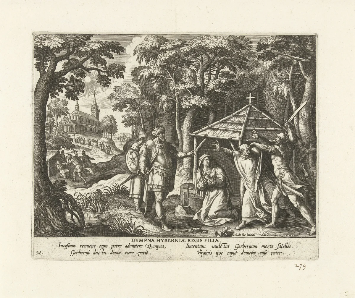 Heilige Dimpna van Geel by Unknown, print, 1570-1618