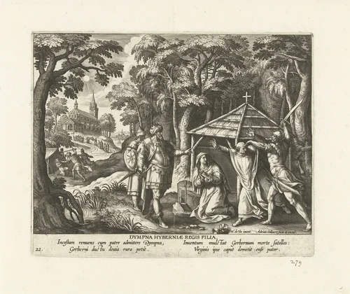 Heilige Dimpna van Geel by Unknown, print, 1570-1618