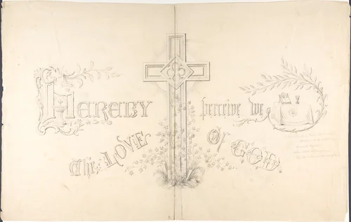 Design for Religious Motto by Robert William Hume, drawing, 1830-1900