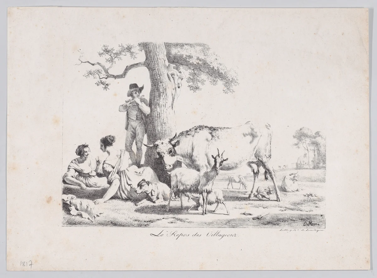 Villagers' rest by Jean Louis de Marne, print, 1800-1829