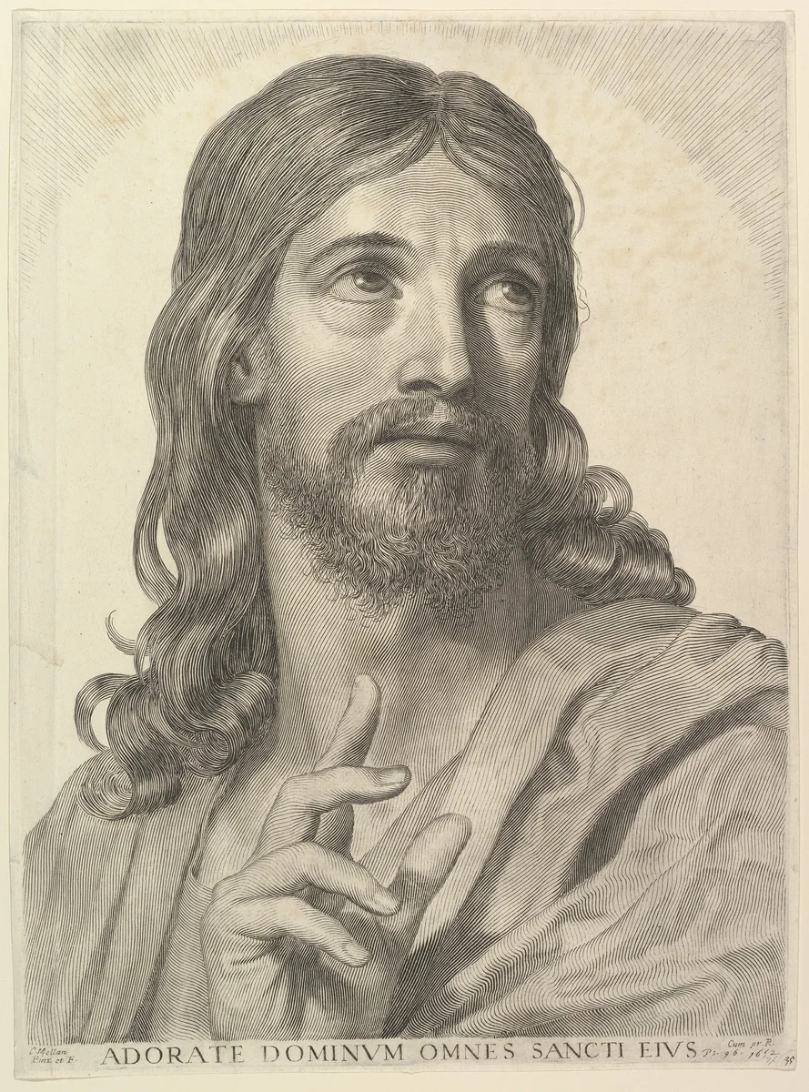 Bust of the Adult Christ by Claude Mellan, print, 1652