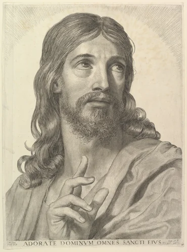 Bust of the Adult Christ by Claude Mellan, print, 1652