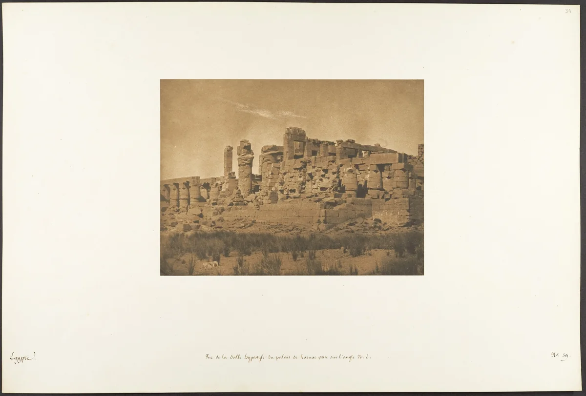 Vue de la Salle Hypostyle du palais de Karnac, prise sur l'angle N.E. by Maxime Du Camp, photograph, 1849-1850