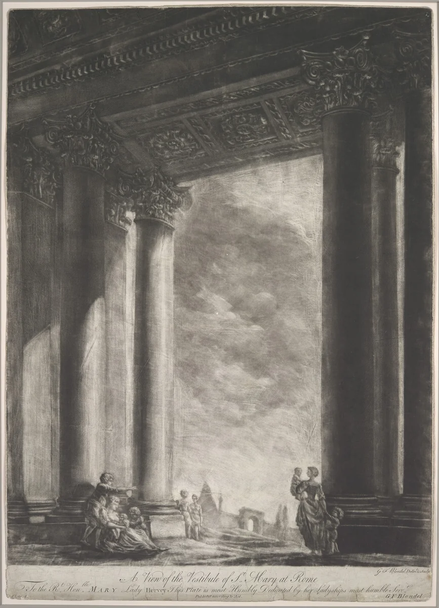 A View of the Vestibule of Santa Maria Maggiore at Rome by Georges François Blondel, print, 1765-1767
