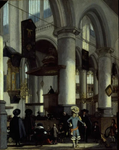 Interior of the Oude Kerk, Delft by Emanuel de Witte, painting, 1675-1685