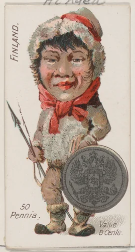 Finland, 50 Pennia, from the series Coins of All Nations (N72, variation 1) for Duke brand cigarettes by W. Duke, Sons & Co., print, 1889
