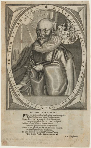 Dr. Robert Fludd, Physician and Rosicrucian by Matthaus Merian I, print, 1631