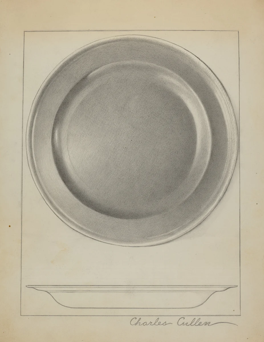 Pewter Plate by Charles Cullen, index of american design, 1936