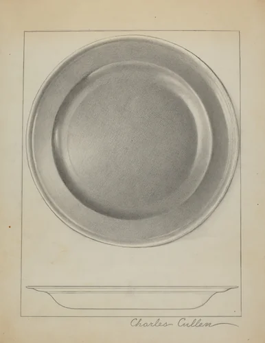 Pewter Plate by Charles Cullen, index of american design, 1936