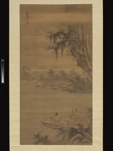 Fisherman viewing the moon by Ye Guang, painting, 1590-1610
