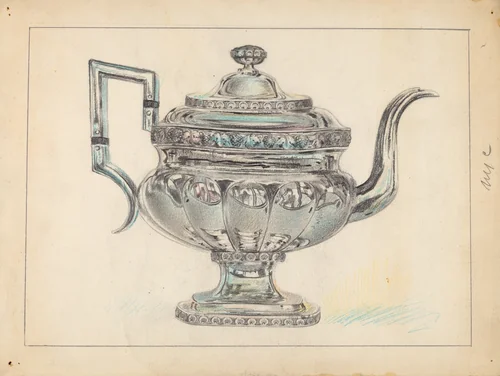 Teapot by American 20th Century, index of american design, 1935-1942