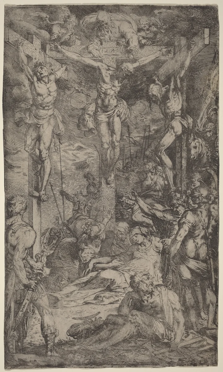 The Crucifixion by Bernardino Poccetti, print, 1548-1612